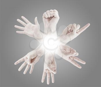 Royalty Free Photo of a Bunch of Hands