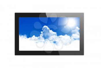 Black generic tablet pc on white background.