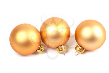 golden dull christmas ball on white background