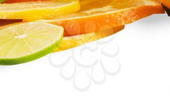 Citrus sliced fruit isolated on white