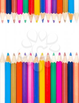 Set of color pencils for creativity on a white background