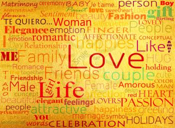 Seamless pattern made from words which relate with word love