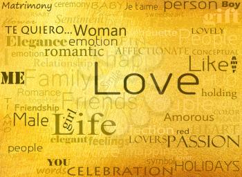 Seamless pattern made from words which relate with word love
