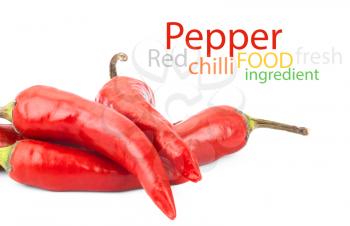 Red chilli pepper isolate on white background. Raw material for food or cooking.