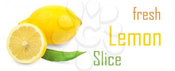 Fresh lemon citrus isolated on white background