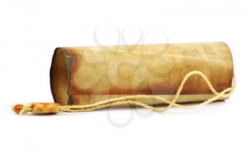 Old rolled paper isolated on a white