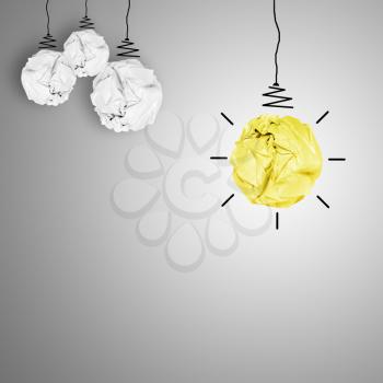 light bulb crumpled paper as creative concept