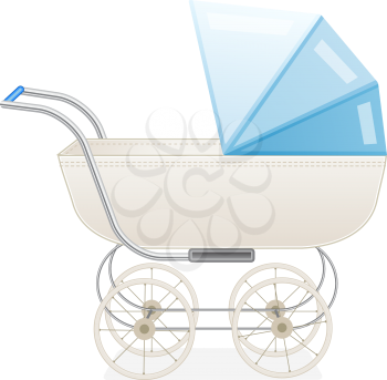 Royalty Free Clipart Image of a Baby Buggy With a Blue Top