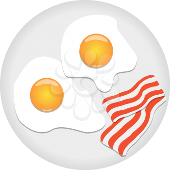 Royalty Free Clipart Image of Bacon and Eggs on a Plate