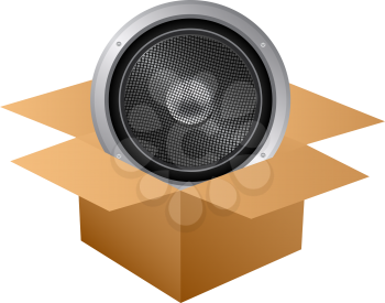 Royalty Free Clipart Image of a Speaker in a Box