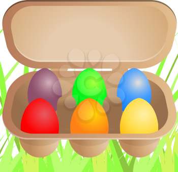 Royalty Free Clipart Image of Eggs in a Cardboard Box