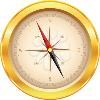 Royalty Free Clipart Image of a Gold Compass