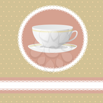 Royalty Free Clipart Image of a Background With a Teacup