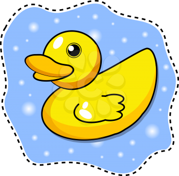 Royalty Free Clipart Image of a Yellow Duck in a Blue Frame