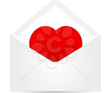Royalty Free Clipart Image of an Envelope With a Red Heart