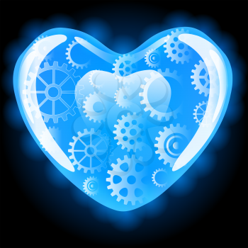 Royalty Free Clipart Image of Gears in a Heart