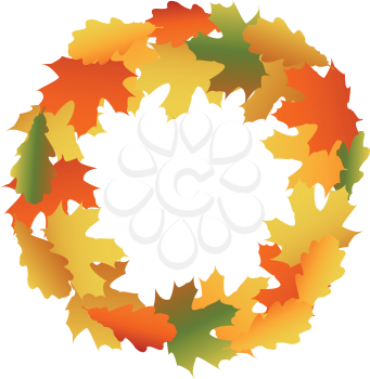 Royalty Free Clipart Image of an Autumn Leaf Wreath