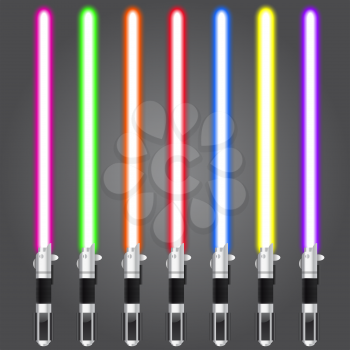 Royalty Free Clipart Image of a Set of Light Sabres