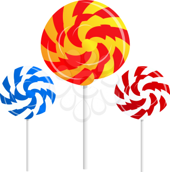 Royalty Free Clipart Image of Three Lollipops