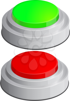 Royalty Free Clipart Image of Red and Green Buttons