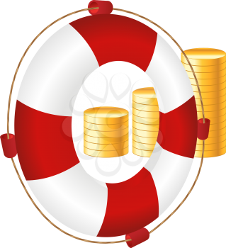 Royalty Free Clipart Image of a Life Preserver and Money