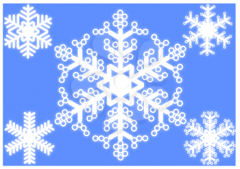 Royalty Free Clipart Image of Snowflakes on a Blue Background