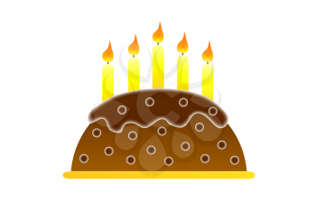Royalty Free Clipart Image of a Cake With Candles