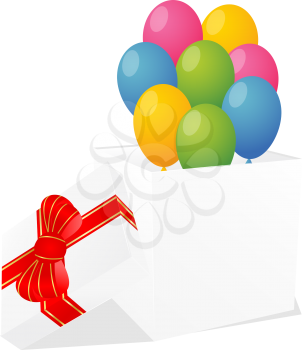 Royalty Free Clipart Image of a Gift Box With Balloons