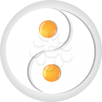 Royalty Free Clipart Image of Two Fried Eggs as a Yin Yang Symbol