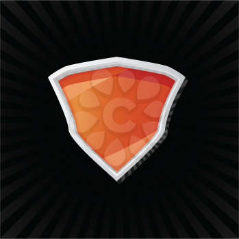 Royalty Free Clipart Image of an Orange Shield on Black