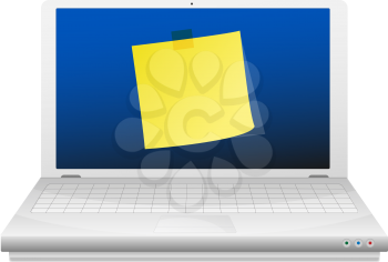 Yellow sticky note at the laptop screen