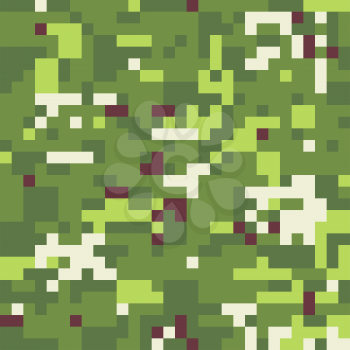 Camouflage military background in pixel style. Seamless pattern.