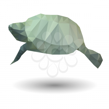 Abstract illustration of sea turtle in origami style on white background