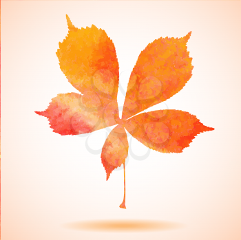 Orange watercolor painted vector chestnut leaf
