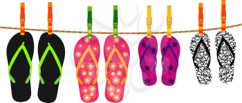 Family flip flops with rope and clothespins