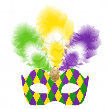 Venetian carnival mask with colorful feathers