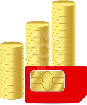 Sim card with coins