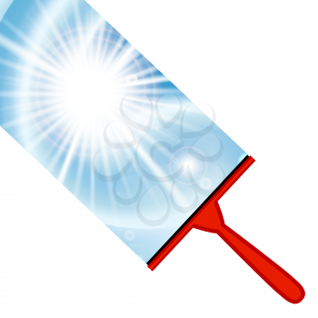 Illustration of window cleaning background with squeegee