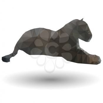 Abstract illustration of jaguar in origami style on white background