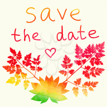 Save the date card. Watercolor rainbow.