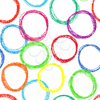 Seamless pattern background with colored circles of pastel crayon