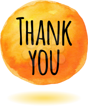 Thank you card with orange watercolor circle