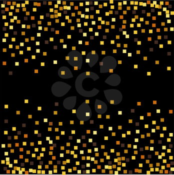 Gold glitter confetti on black background. Vector illustrati