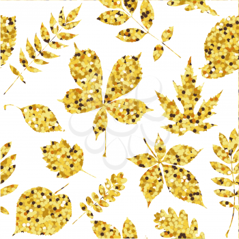 Autumn fall. Seamless pattern with golden leaves. Vector illustration.