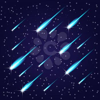 Flying meteors. Vector illustration.