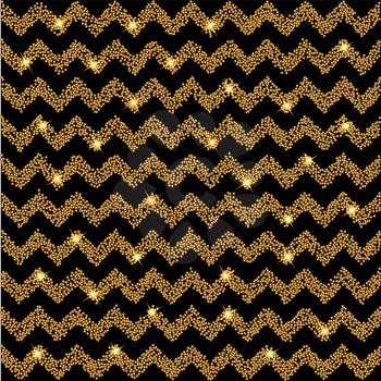 Chevron gold glow background with stars. Vector illustration