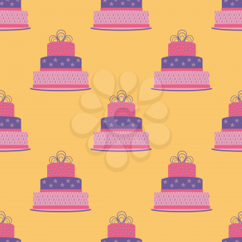 Birthday cake seamless pattern. Vector illustration.