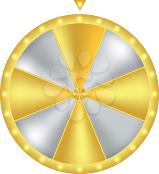 Wheel of fortune. Gold and silver with glow light. Vector illustration