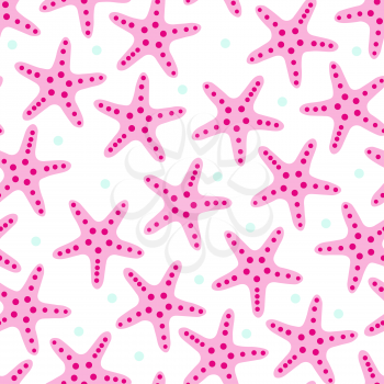 Pink starfish seamless pattern.Vector illustration