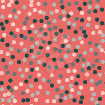 Polka dot seamless pattern. Vector illustration. Living coral.